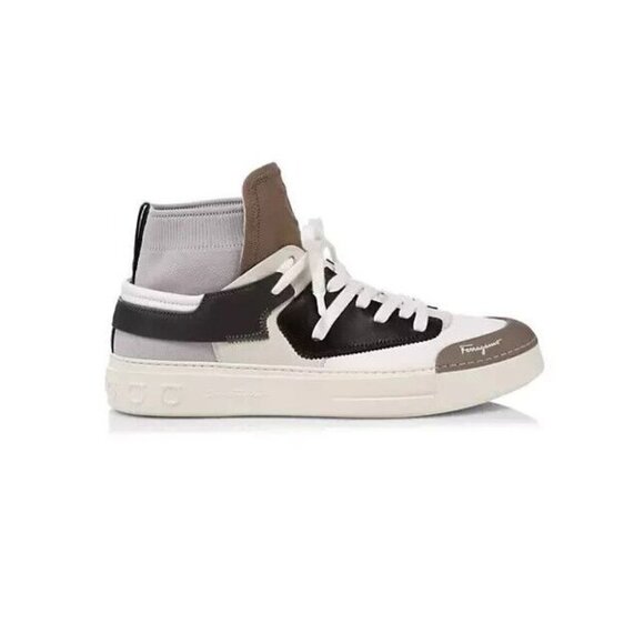 Salvatore Ferragamo Marvelous Borg Leather Sock Sneakers 8 M 41 Men’s New - Picture 1 of 15